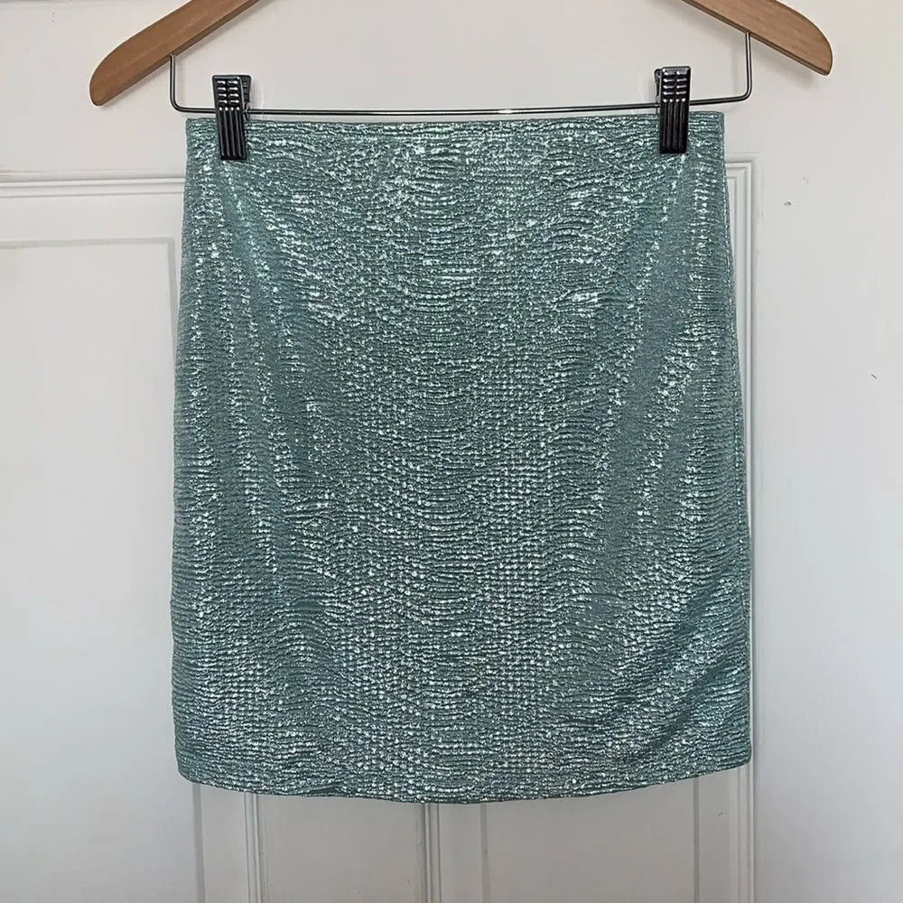 Forever21 Metallic Shimmer Skirt Blue Size s